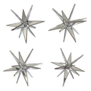 Vintage Silver Mirrored Star Tabletop Decor - Set of 4
